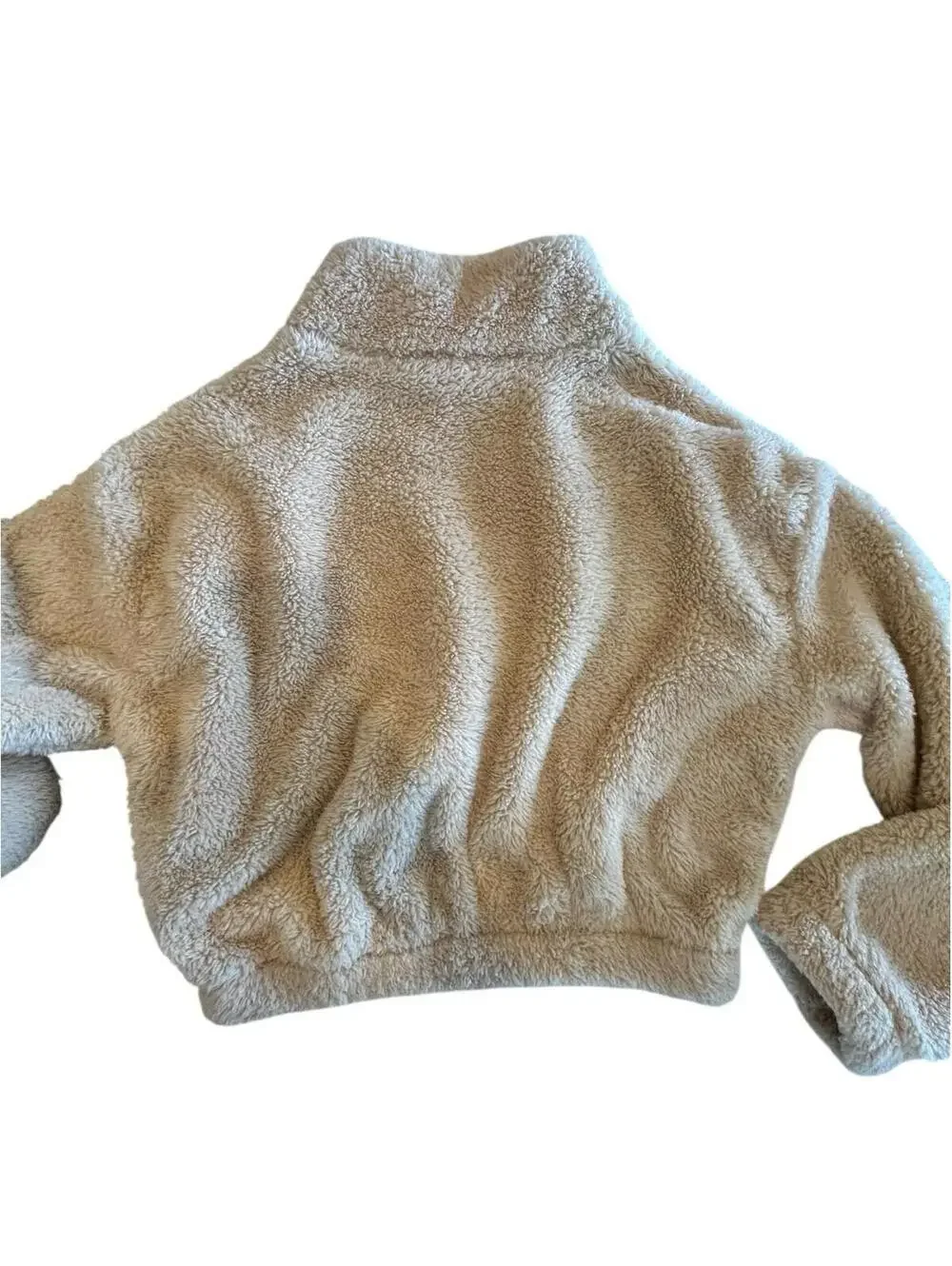 SO Teddy Jacket Women's Beige Fluffy Soft Short Cropped  Size XS Sherpa